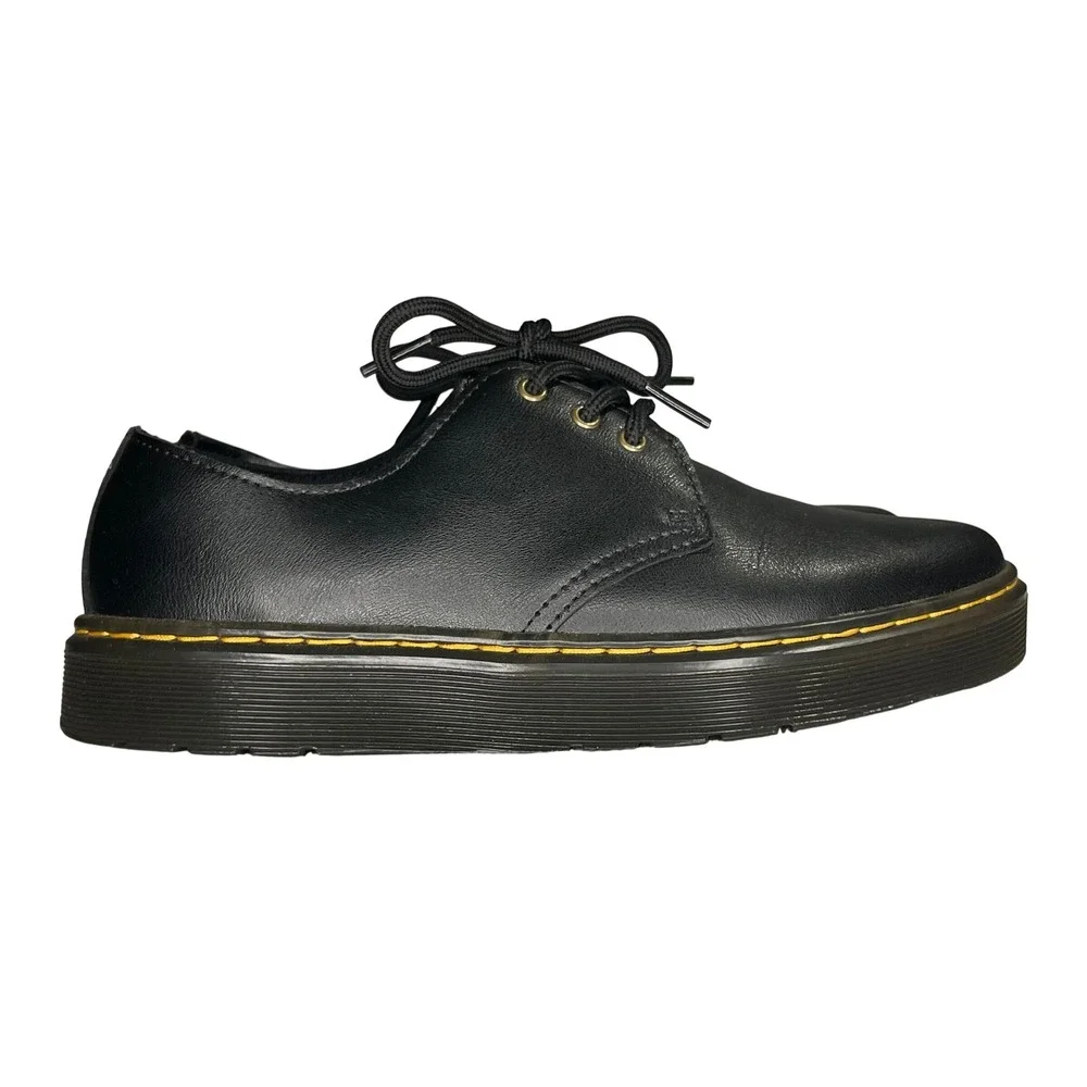 Dr. Martens M 6 L 7 Zavala Lo Smooth Black Leather 3-Eye Platform Oxford Shoes